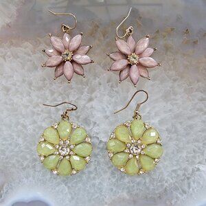LC Lauren Conrad Circle Flower Pendant Charm Earrings